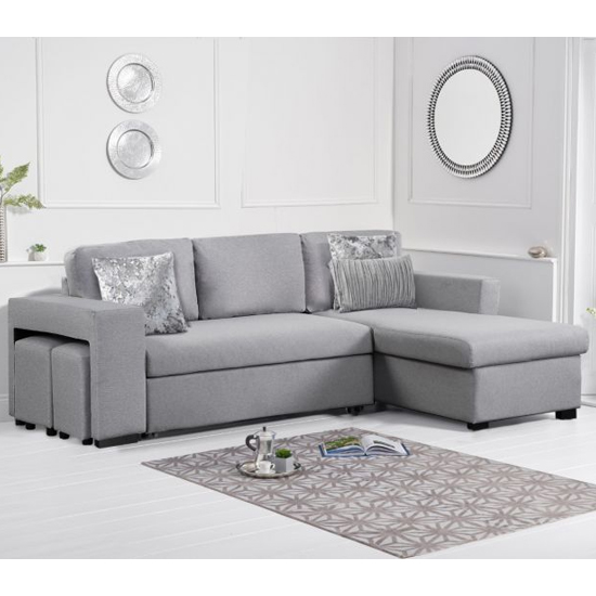 Laramie Linen Fabric Reversible Chaise Corner Sofa Bed In Grey_1