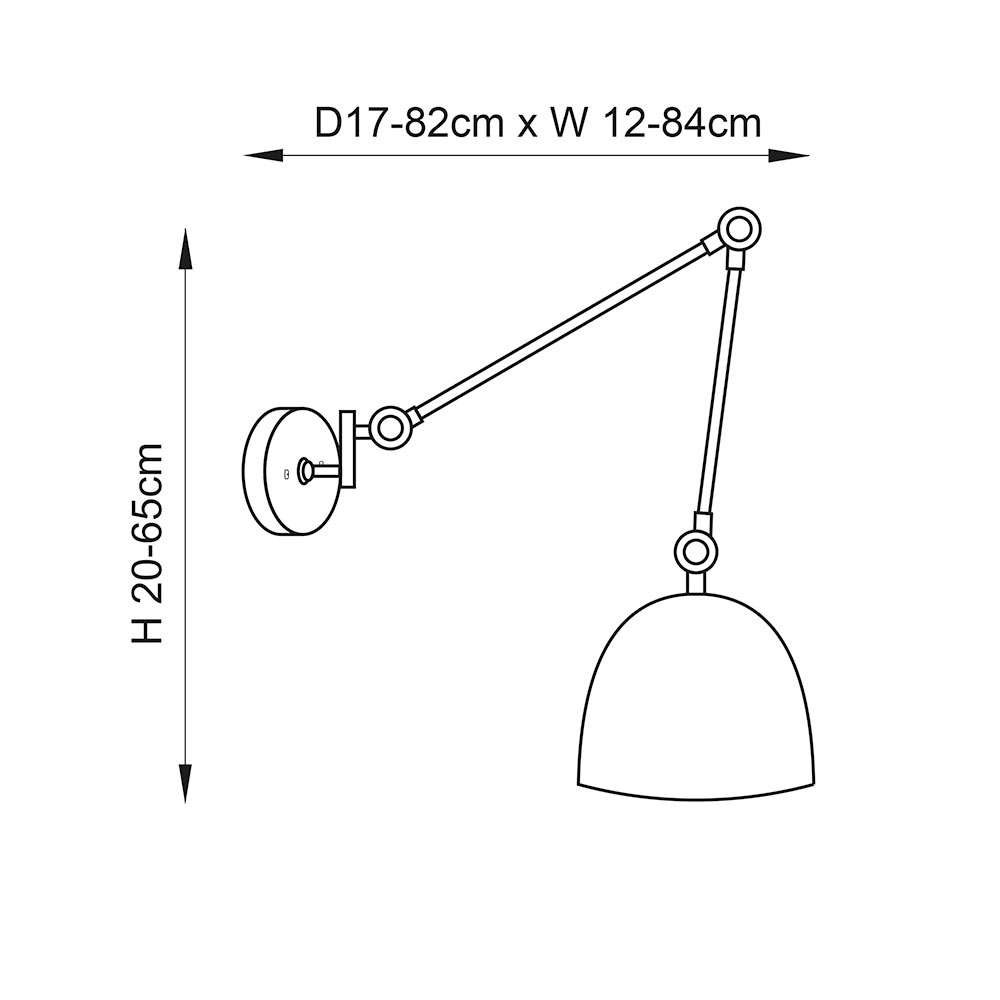 Laramie Matt Black Shade Wall Light In Polished Nickel
