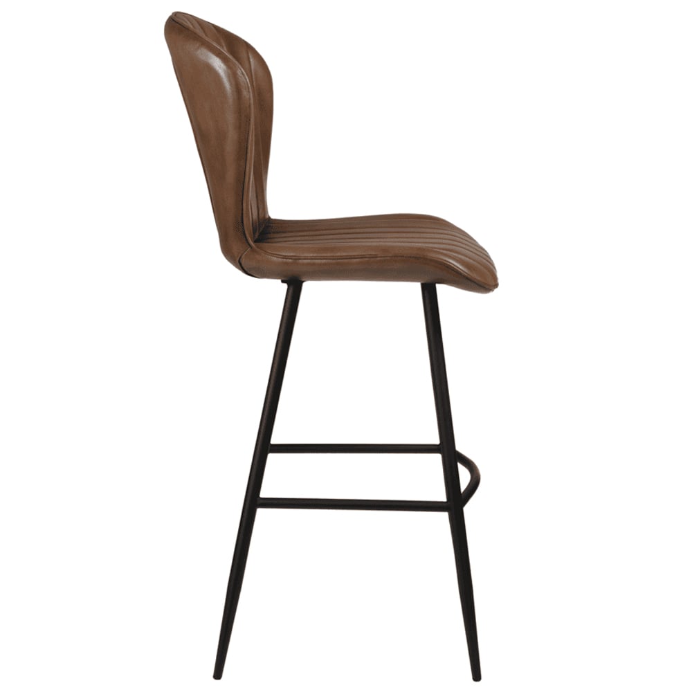 Laramie Pecan Brown Genuine Leather Bar Stools In Pair