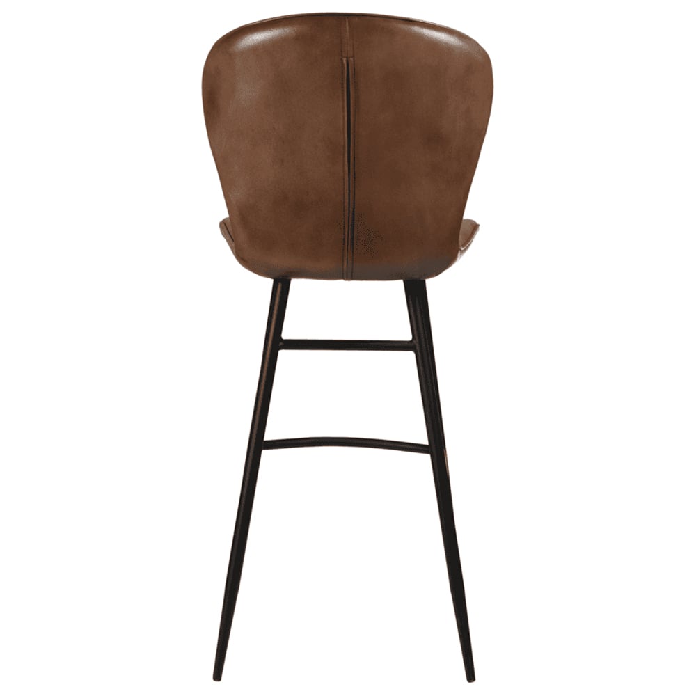 Laramie Pecan Brown Genuine Leather Bar Stools In Pair