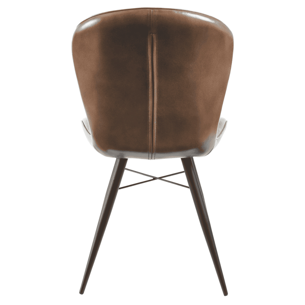 Laramie Pecan Brown Genuine Leather Side Dining Chairs In Pair