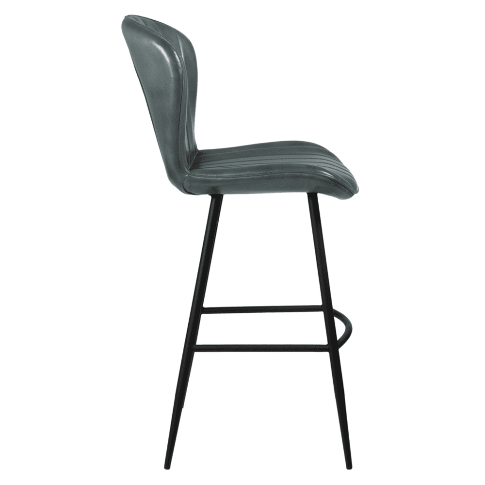 Laramie Steel Grey Genuine Leather Bar Stools In Pair