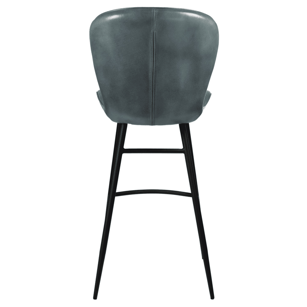 Laramie Steel Grey Genuine Leather Bar Stools In Pair