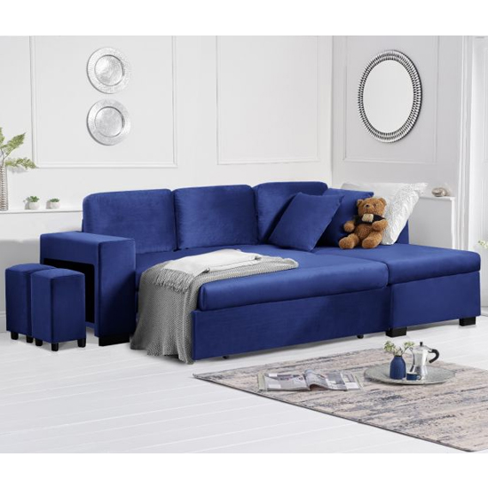 Laramie Velvet Reversible Chaise Corner Sofa Bed In Blue_2