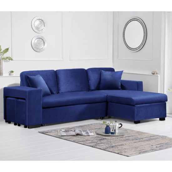 Laramie Velvet Reversible Chaise Corner Sofa Bed In Blue_3