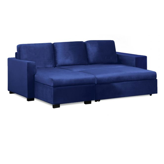 Laramie Velvet Reversible Chaise Corner Sofa Bed In Blue_5
