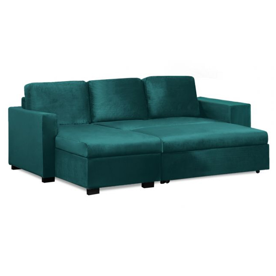 Laramie Velvet Reversible Chaise Corner Sofa Bed In Green_4
