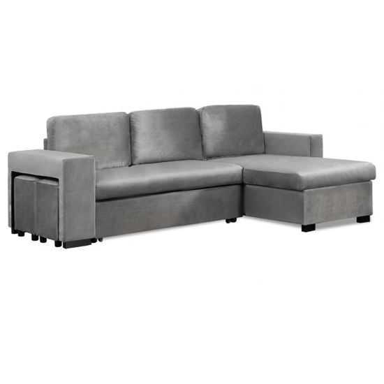 Laramie Velvet Reversible Chaise Corner Sofa Bed In Grey_4