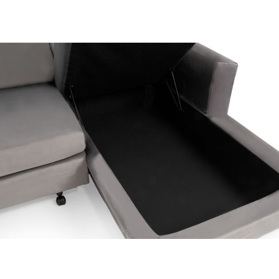 Laramie Velvet Reversible Chaise Corner Sofa Bed In Grey_6