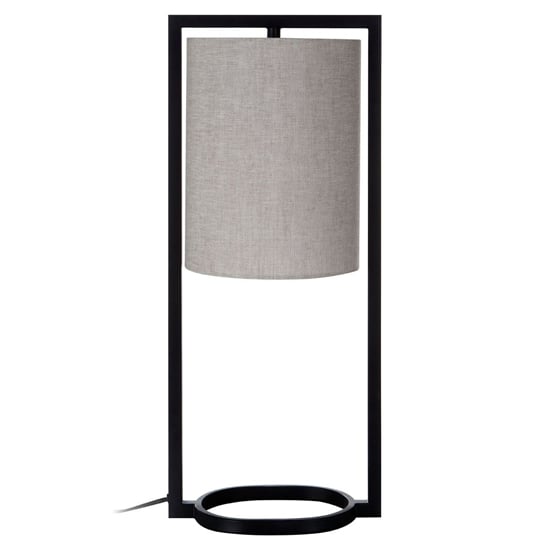 Photo of Larapino grey fabric shade table lamp with black metal frame