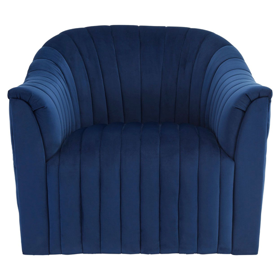 Larawag Upholstered Velvet Armchair In Deep Blue