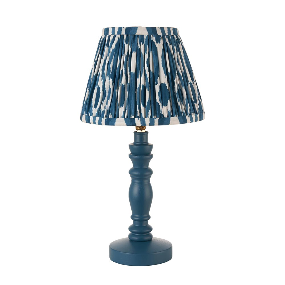Laredo 20cm Shade Wooden Table Lamp In Marlin Blue