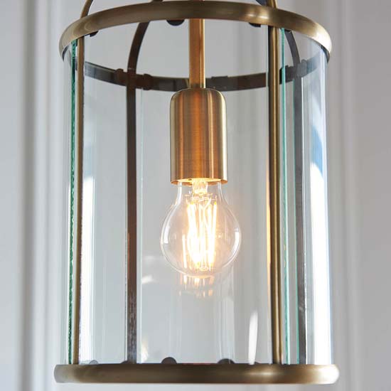 Laredo Clear Glass Ceiling Pendant Light In Antique Brass