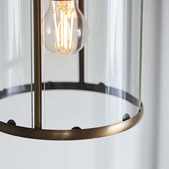 Laredo Clear Glass Ceiling Pendant Light In Antique Brass
