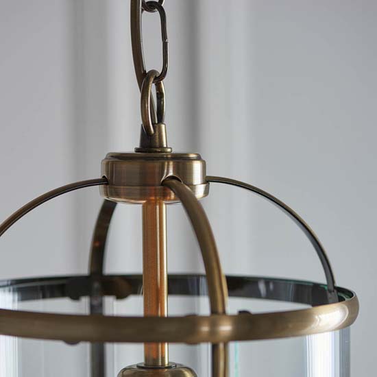 Laredo Clear Glass Ceiling Pendant Light In Antique Brass