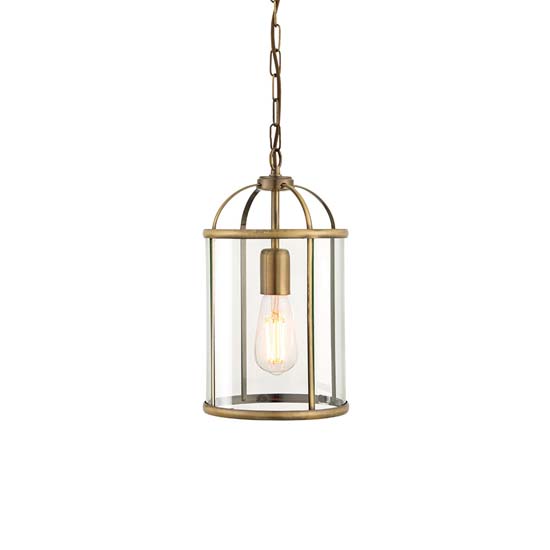 Laredo Clear Glass Ceiling Pendant Light In Antique Brass