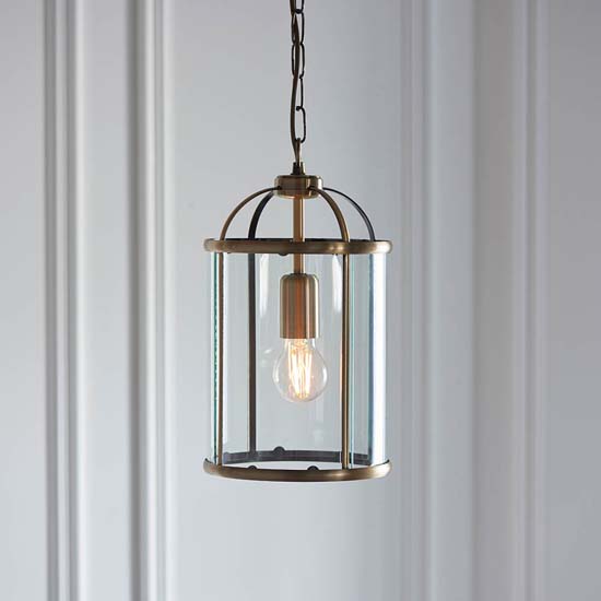 Laredo Clear Glass Ceiling Pendant Light In Antique Brass