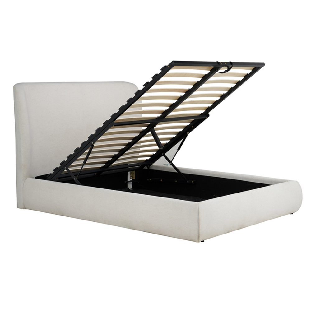 Laredo Fabric Ottoman Storage Double Bed In Cream