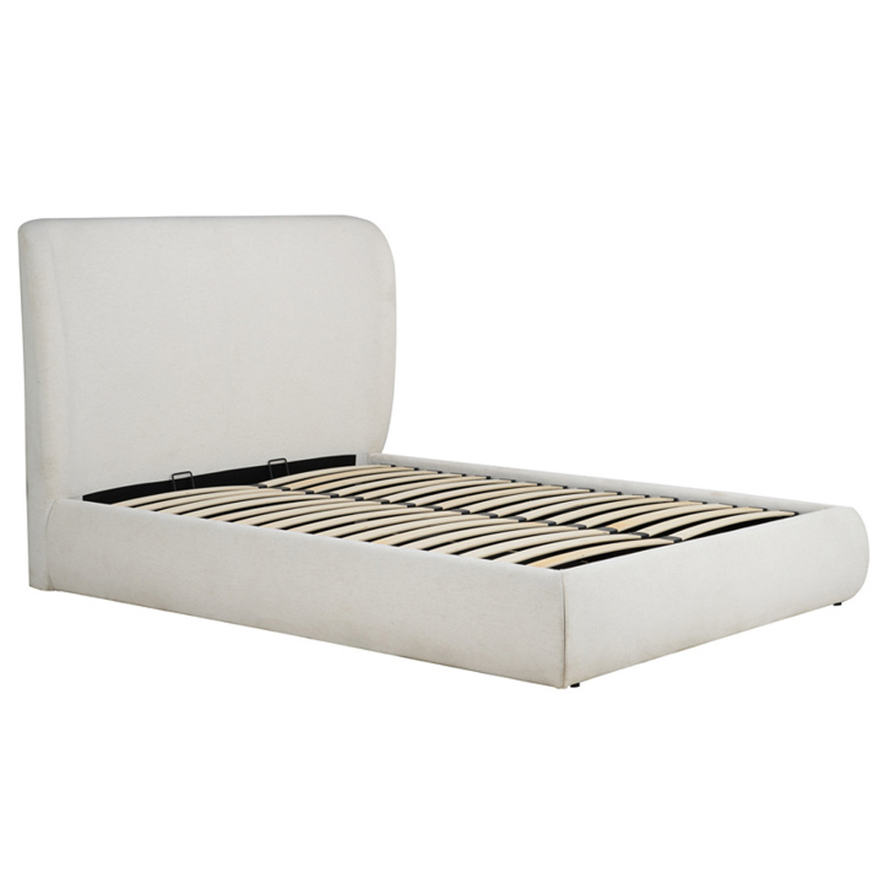 Laredo Fabric Ottoman Storage Double Bed In Cream