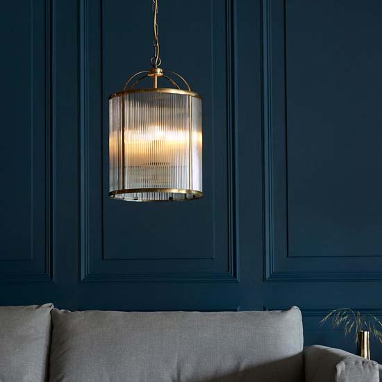 Laredo Glass 4 Lights Ceiling Pendant Light In Antique Brass