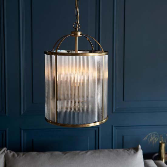 Read more about Laredo glass 4 lights ceiling pendant light in antique brass