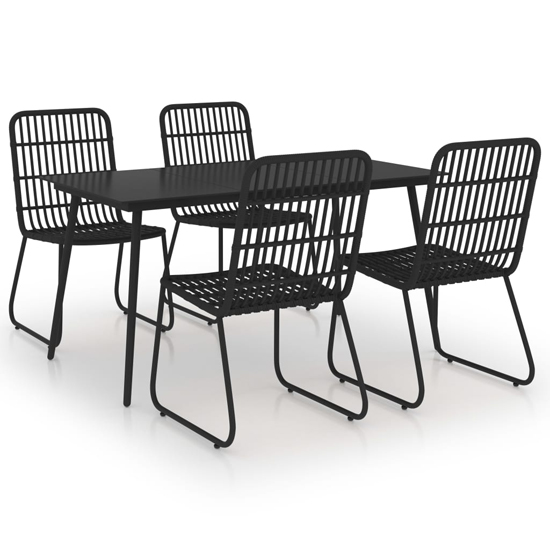 Laredo Medium Rattan And Glass 5 Piece Dining Set In Black