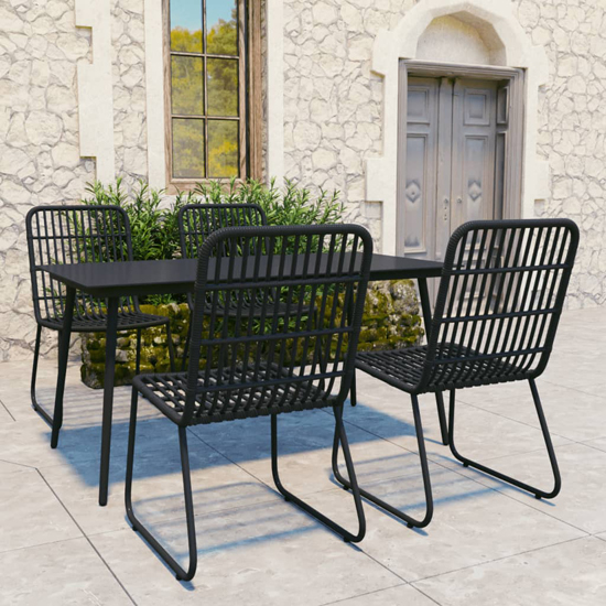 Product photograph of Laredo Medium Rattan And Glass 5 Piece Dining Set In Black from Furniture in Fashion