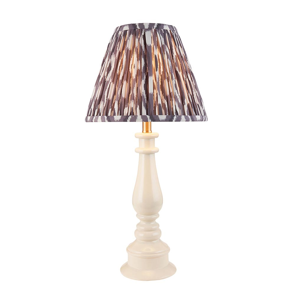 Laredo Pearl Grey 25cm Shade Resin Table Lamp In Almond White