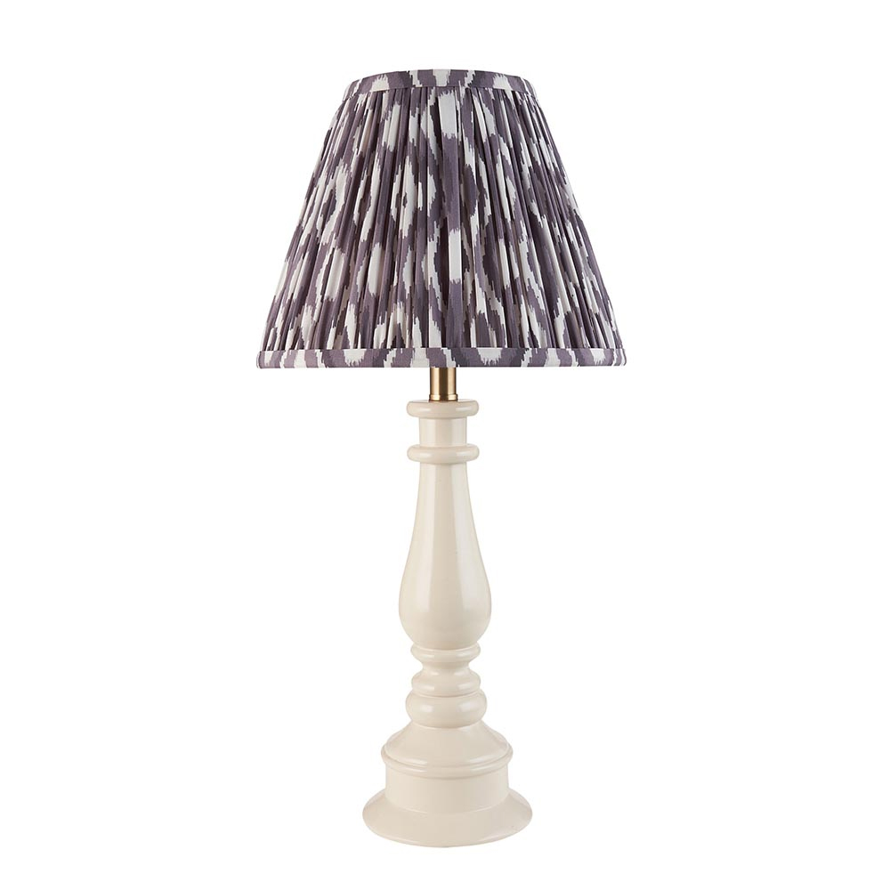 Laredo Pearl Grey 25cm Shade Resin Table Lamp In Almond White