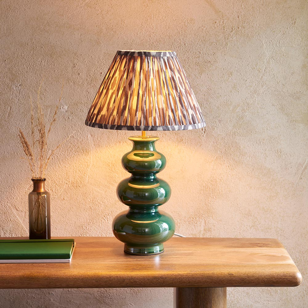 Read more about Laredo pearl grey 30cm shade ceramic table lamp in gloss green