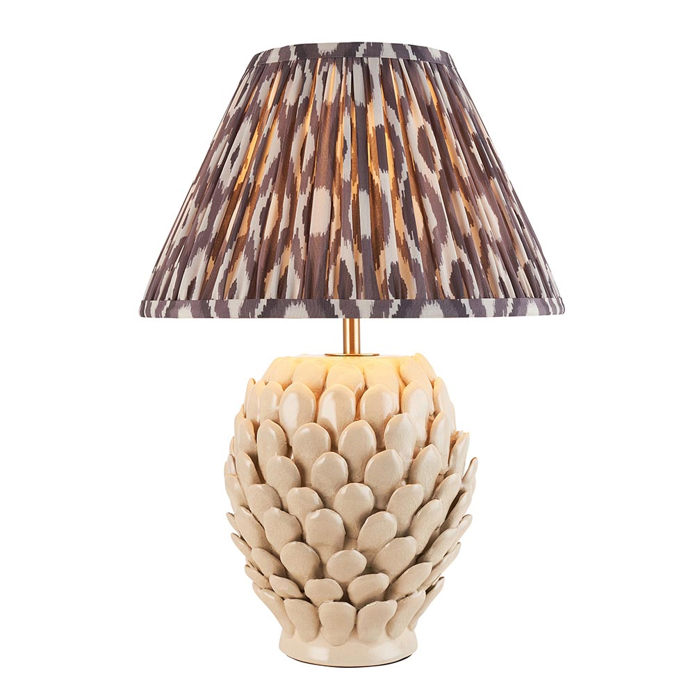 Laredo Pearl Grey 30cm Shade Large Ceramic Table Lamp In Ivory