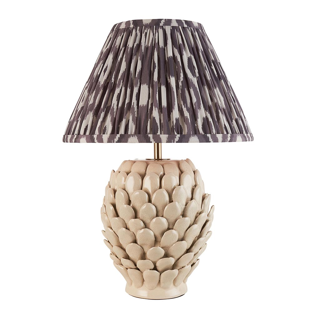 Laredo Pearl Grey 30cm Shade Large Ceramic Table Lamp In Ivory
