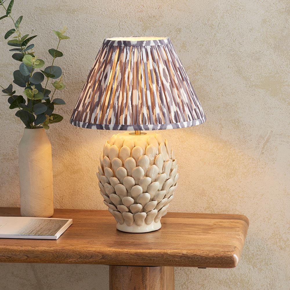 Read more about Laredo pearl grey 30cm shade large ceramic table lamp in ivory
