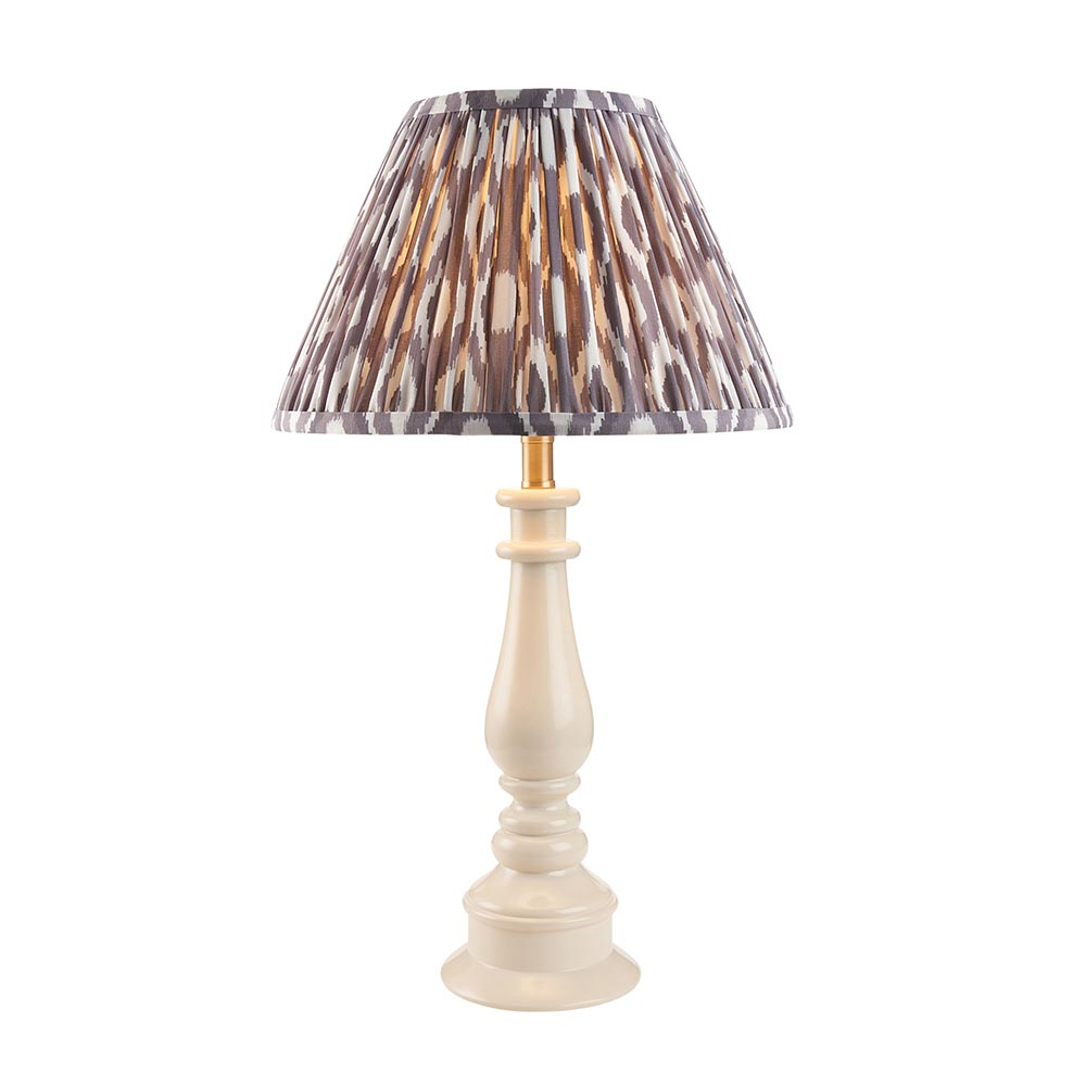 Laredo Pearl Grey 30cm Shade Resin Table Lamp In Almond White