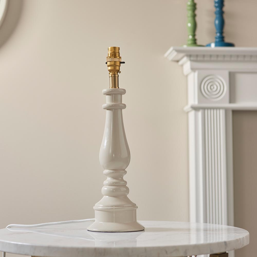 Laredo Pearl Grey 30cm Shade Resin Table Lamp In Almond White