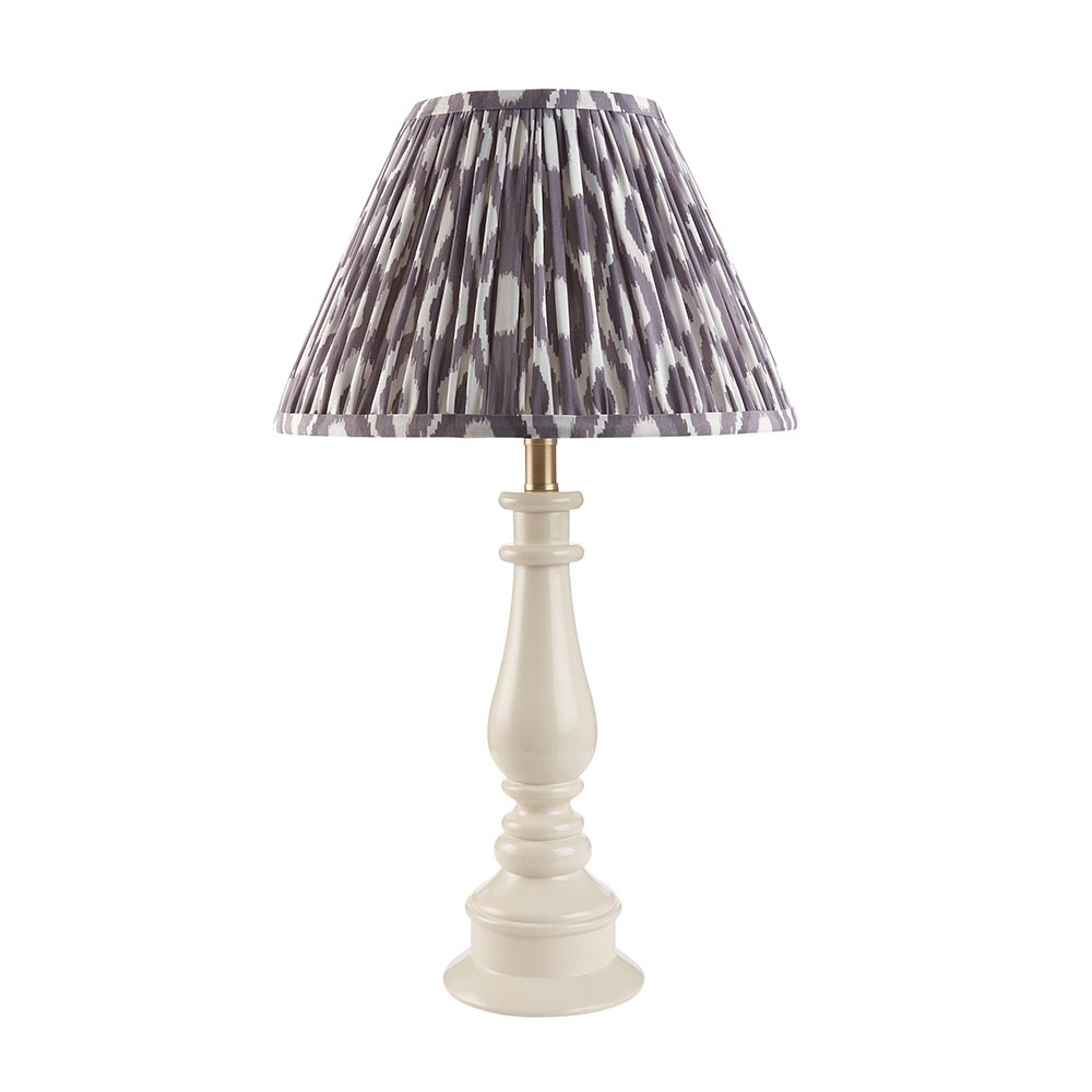 Laredo Pearl Grey 30cm Shade Resin Table Lamp In Almond White