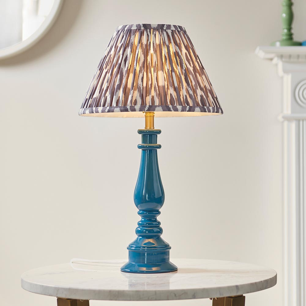 Read more about Laredo pearl grey 30cm shade resin table lamp in marlin blue