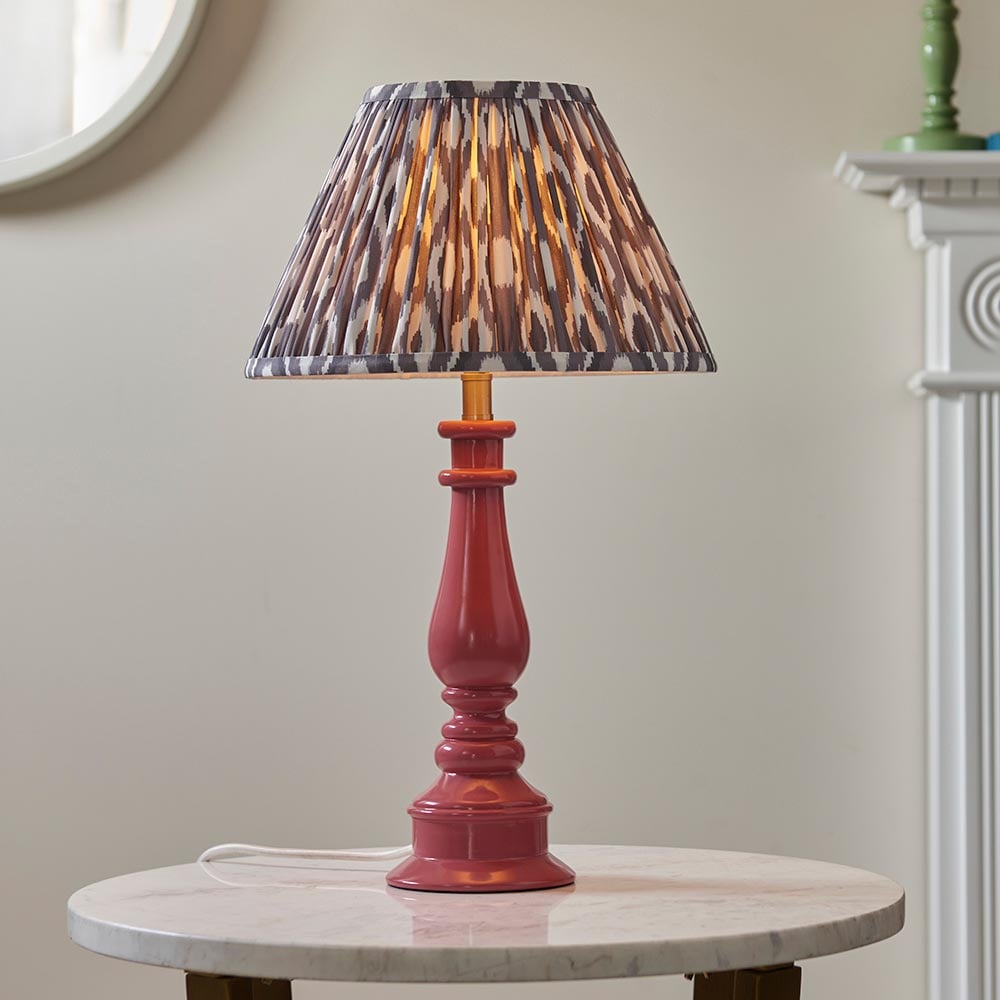 Read more about Laredo pearl grey 30cm shade resin table lamp in pink clay