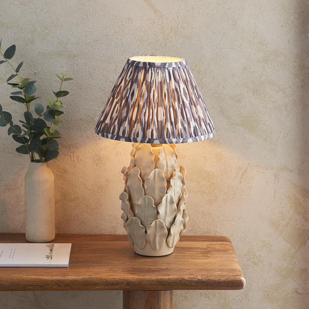 Read more about Laredo pearl grey 30cm shade small ceramic table lamp in ivory