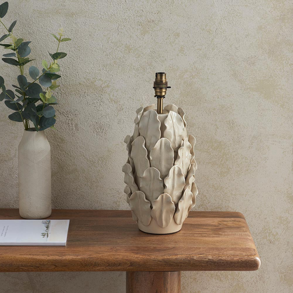 Laredo Pearl Grey 35cm Shade Ceramic Table Lamp In Ivory