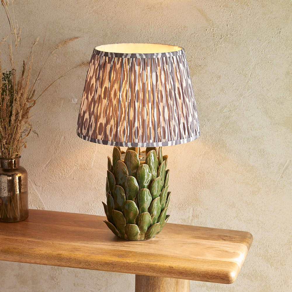 Read more about Laredo pearl grey 35cm shade ceramic table lamp in olive