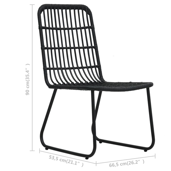 Laredo Small Rattan And Glass 3 Piece Dining Set In Black