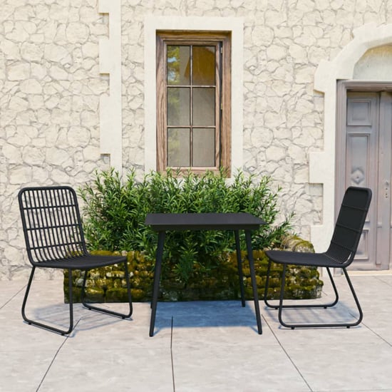 Read more about Laredo small rattan and glass 3 piece dining set in black