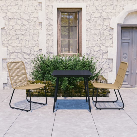 Read more about Laredo small rattan and glass 3 piece dining set in oak black