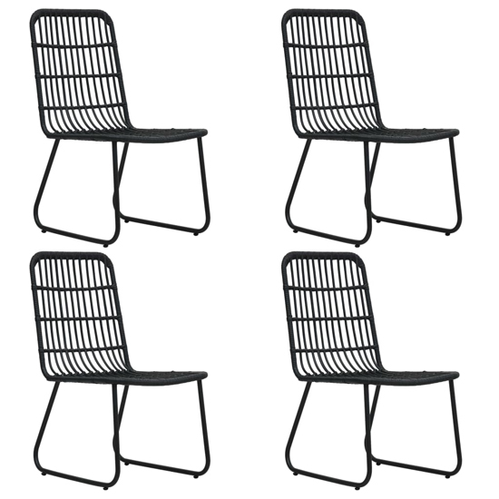 Laredo Small Rattan And Glass 5 Piece Dining Set In Black