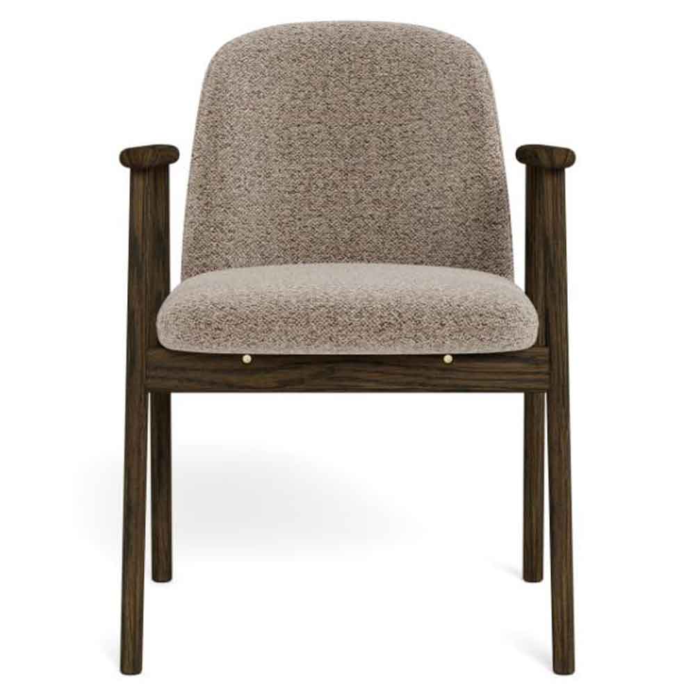 Largo Fabric Dining Chairs With Smoked Legs In Pair in Beige