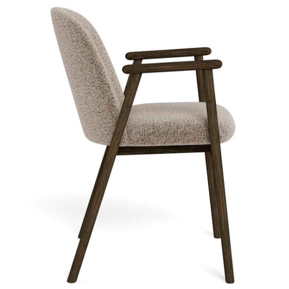 Largo Fabric Dining Chairs With Smoked Legs In Pair in Beige