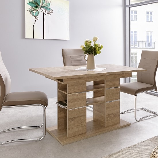 Larino Wooden Extendable Dining Table In Sonoma Oak_6