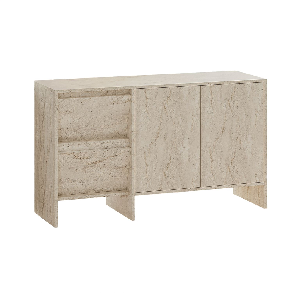 Laris Wooden Console Table in Travertine Marble Effect