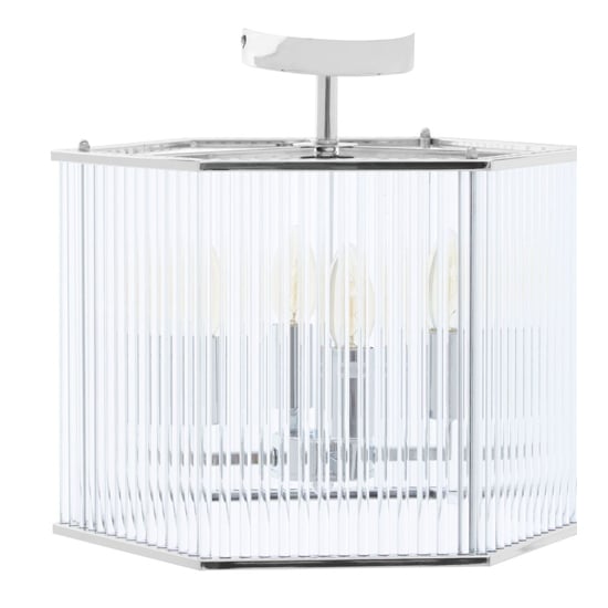 Larisa Hexagonal 4 Bulbs Pendant Light In Chrome
